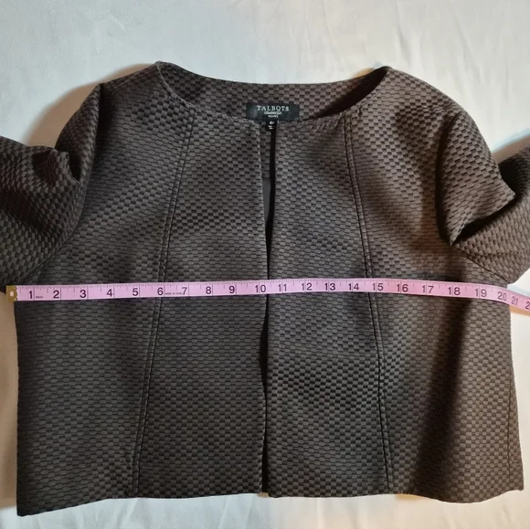 ​Talbots Petites Silk Blend Sheath Dress & Cropped Jacket Set Brown Size 16P - Picture 7 of 16